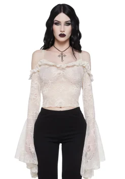 Widow Tops*Gothic With Grace Mesh Top - Off White
