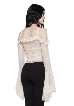 Widow Tops*Gothic With Grace Mesh Top - Off White