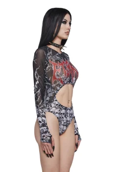 Widow Tops*Graveyard Anthem Cut Out Bodysuit