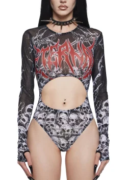 Widow Tops*Graveyard Anthem Cut Out Bodysuit