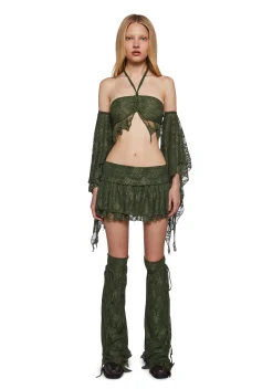 Dolls Kill x Shrek Matching Sets*Green Outlaw 4-Piece Skirt Set