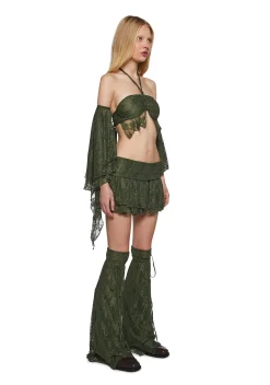 Dolls Kill x Shrek Matching Sets*Green Outlaw 4-Piece Skirt Set