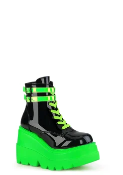 Demonia Boots|Platforms*Green UV Patent Technopagan Boots