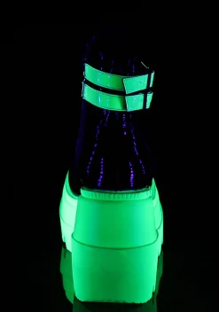 Demonia Boots|Platforms*Green UV Patent Technopagan Boots