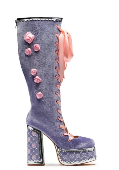 Koi Footwear Boots*Guiltless Ghost Lace Up Platform Long Boots - Lilac