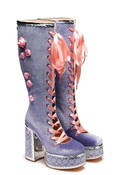 Koi Footwear Boots*Guiltless Ghost Lace Up Platform Long Boots - Lilac