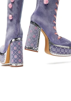 Koi Footwear Boots*Guiltless Ghost Lace Up Platform Long Boots - Lilac