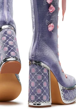 Koi Footwear Boots*Guiltless Ghost Lace Up Platform Long Boots - Lilac