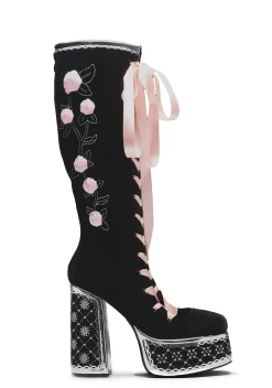 Koi Footwear Boots*Guiltless Ghost Lace Up Platform Long Boots - Black