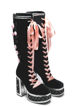 Koi Footwear Boots*Guiltless Ghost Lace Up Platform Long Boots - Black