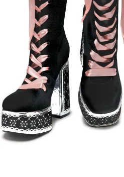 Koi Footwear Boots*Guiltless Ghost Lace Up Platform Long Boots - Black