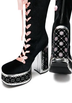 Koi Footwear Boots*Guiltless Ghost Lace Up Platform Long Boots - Black
