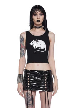 Widow Tops|Plus*Gutter Punk Rat Graphic Tank