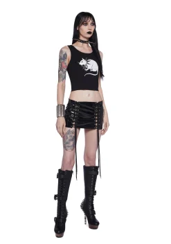 Widow Tops|Plus*Gutter Punk Rat Graphic Tank