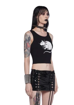 Widow Tops|Plus*Gutter Punk Rat Graphic Tank