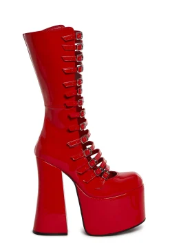 Widow Boots|Platforms*Hardcore Dazzle Platform Boots - Red