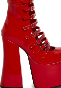Widow Boots|Platforms*Hardcore Dazzle Platform Boots - Red