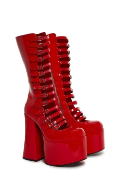 Widow Boots|Platforms*Hardcore Dazzle Platform Boots - Red