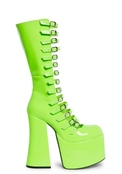 Current Mood Boots|Platforms*Hardcore Dazzle Platform Boots - Neon Green
