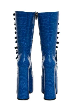 Current Mood Boots|Platforms*Hardcore Dazzle Platform Boots - Blue Croc