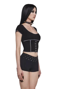 Widow Tops|Plus*Harlequin Girl Crop Top