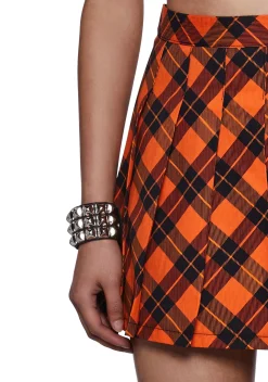 Trickz N' Treatz Bottoms|Skirts*Haunted To Meet U Plaid Mini Skirt