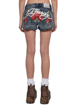 Ed Hardy Bottoms|Shorts*Heart Dagger Denim Shorts