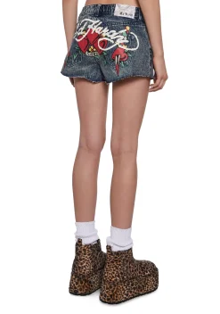Ed Hardy Bottoms|Shorts*Heart Dagger Denim Shorts