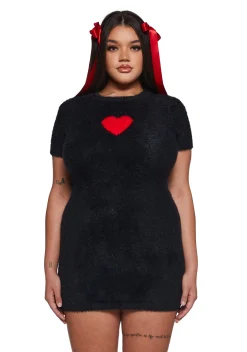 Sugar Thrillz Dresses|Plus*Heart Light Fuzzy Dress