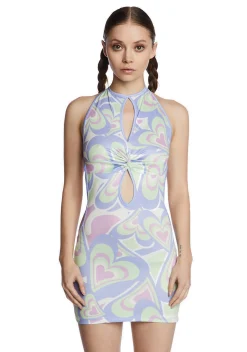 NGOrder Dresses*Heart Print Cut Out Dress