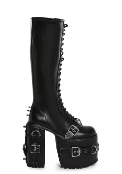 Current Mood Boots|Platforms*Heart To Break Knee High Stretch Boots