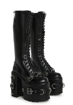 Current Mood Boots|Platforms*Heart To Break Knee High Stretch Boots