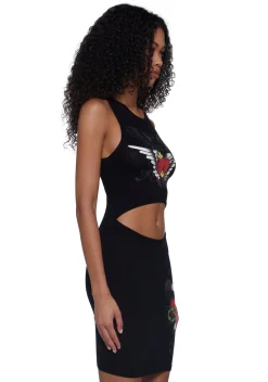 Ed Hardy Dresses*Heart Wings Cut Out Ribbed Dress