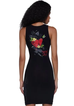 Ed Hardy Dresses*Heart Wings Cut Out Ribbed Dress