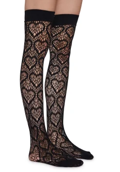 x_Leg Avenue Socks & Tights*Heartbeats For You Thigh Highs-Black