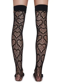 x_Leg Avenue Socks & Tights*Heartbeats For You Thigh Highs-Black