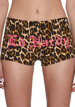 Ed Hardy Tops*Hearts Off The Shoulder Leopard Top