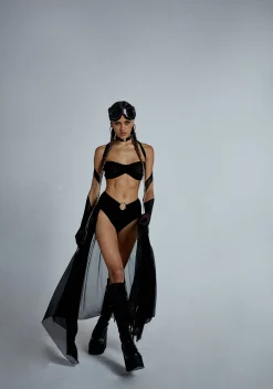 Club Exx Bottoms|Shorts*Heaven's Cataract Mesh Train Shorts - Black