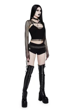 Widow Tops|Plus*Heavy Metal Lover Fishnet Cami And Shrug Set
