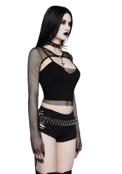 Widow Tops|Plus*Heavy Metal Lover Fishnet Cami And Shrug Set