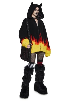 The Grave Girls Outerwear|Sweatshirts & Hoodies*Hellfire Event Hooded Sherpa Jacket
