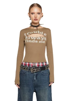 Current Mood Tops|Plus*Here Comes Trouble Thermal Top