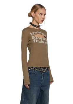 Current Mood Tops|Plus*Here Comes Trouble Thermal Top