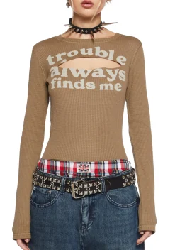 Current Mood Tops|Plus*Here Comes Trouble Thermal Top