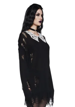 Widow Tops|Plus*Hexed Vices Distressed Sweater