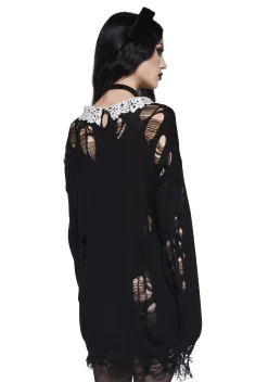 Widow Tops|Plus*Hexed Vices Distressed Sweater
