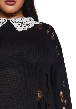 Widow Tops|Plus*Hexed Vices Distressed Sweater