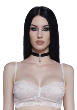 Current Mood Lingerie*Hidden Secrets Lace Bralette - White