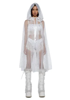 Trickz N' Treatz Outerwear*Hide No More Sheer Cape - White