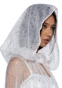Trickz N' Treatz Outerwear*Hide No More Sheer Cape - White
